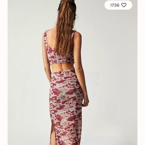 NWOT Free People Floral Mesh Skirt size large - Picture 2 of 9